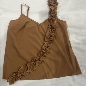 Elegant Brown Ruffle Strap Top